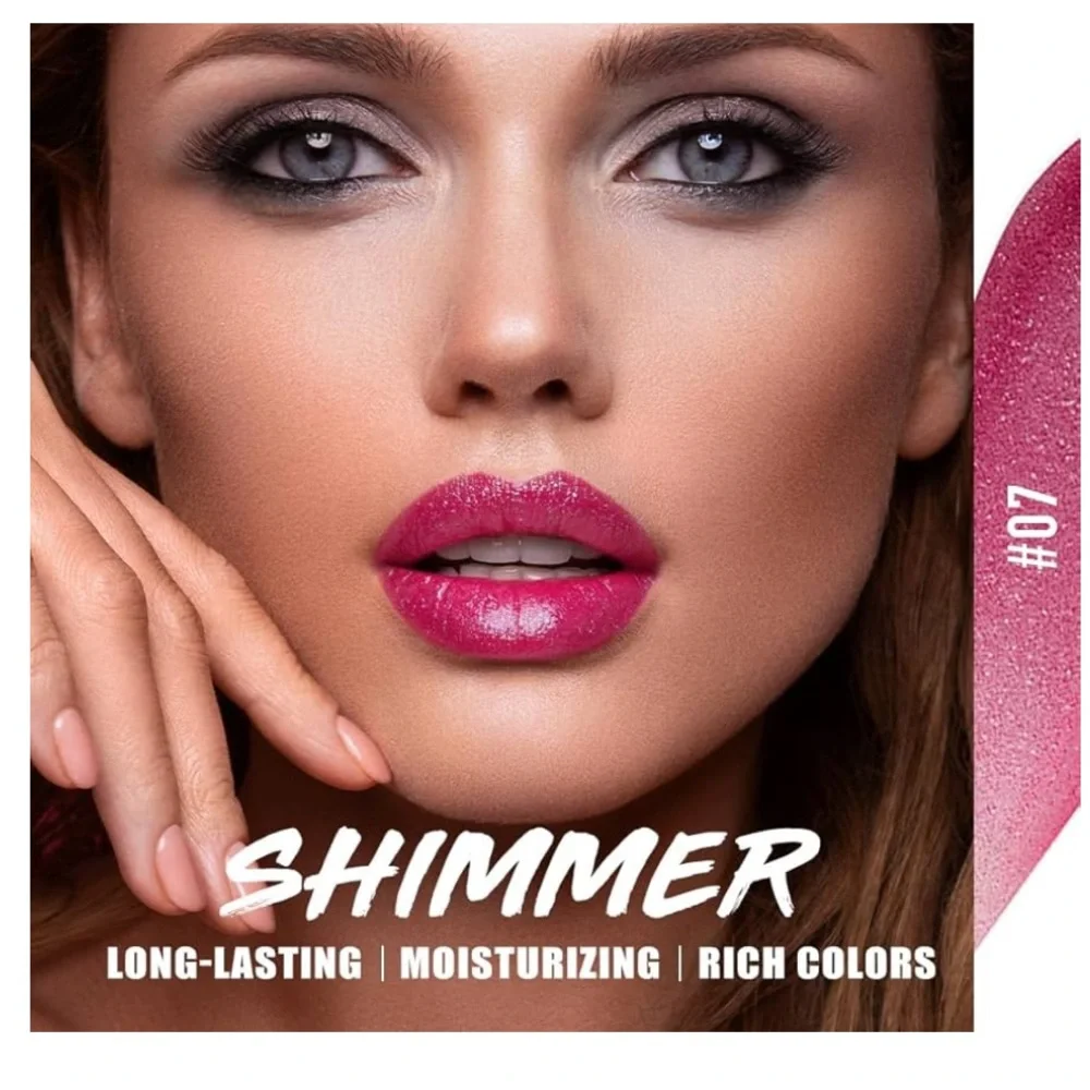 10Pcs Sparkling Lipstick Lip Gloss Long Lasting Waterproof Moisturizer Lip Balm